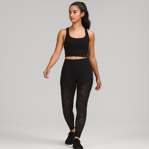 Lululemon Wunder Under HR 28” Jacquard Lace Leggings | Size 12 RARE HTF - Picture 1 of 13